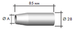 Газовое сопло, коническое D 16,0/28/85 мм