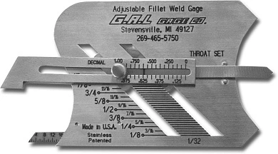 Шаблон сварщика WG8  (G.A.L. Adjustable Fillet Weld Gage)